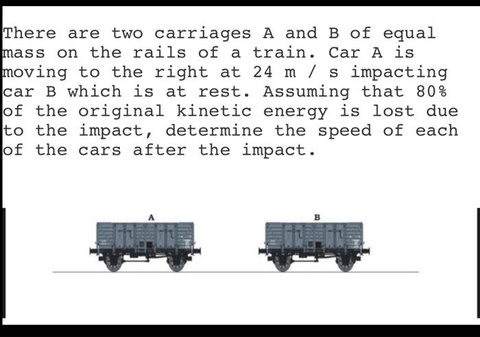 Solved There are two carriages A and B of equal mass on the | Chegg.com