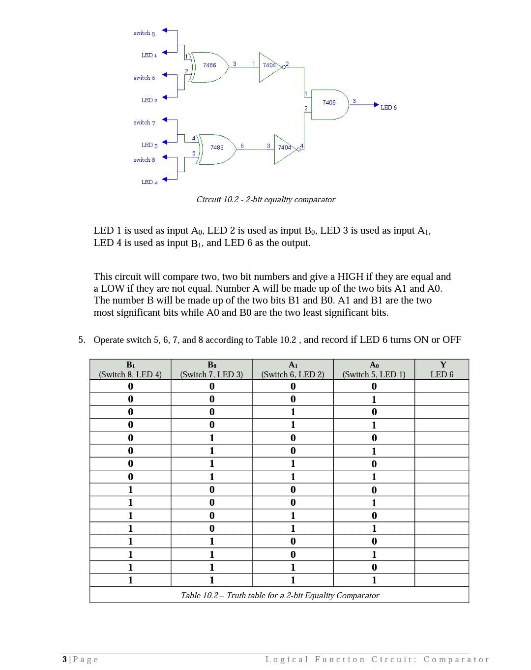 Solved Logical Function Circuit Comparators The basic