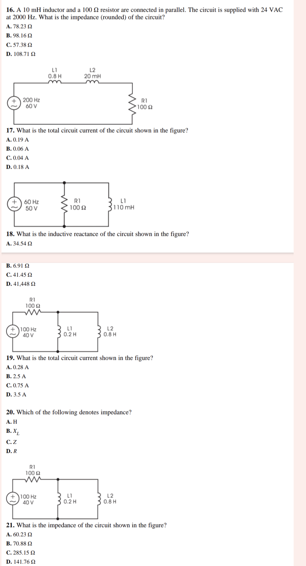 Solved 16. A 10mH inductor and a 100Ω resistor are connected | Chegg.com