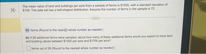 Solved The Mean Value Of Land And Buildings Per Acre From A | Chegg.com