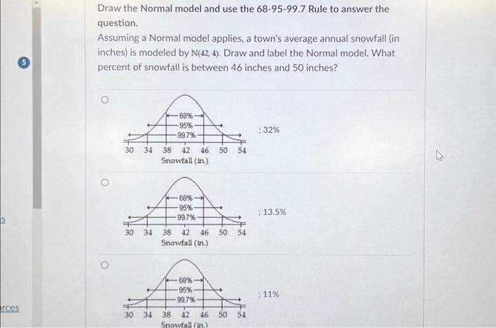 Solved S rces 5 Draw the Normal model and use the 68-95-99.7 | Chegg.com