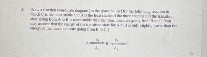 Solved Draw a reaction coordinate diagram [in the space | Chegg.com