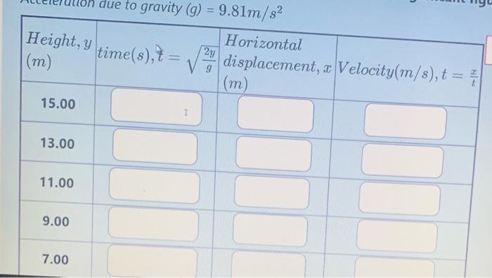 (g)=9.81 m/s2 | Chegg.com