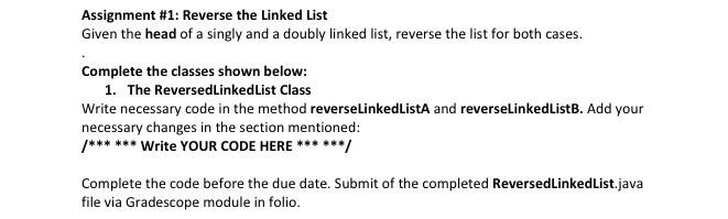 Solved Assignment #1: Reverse the linked List Given the head | Chegg.com