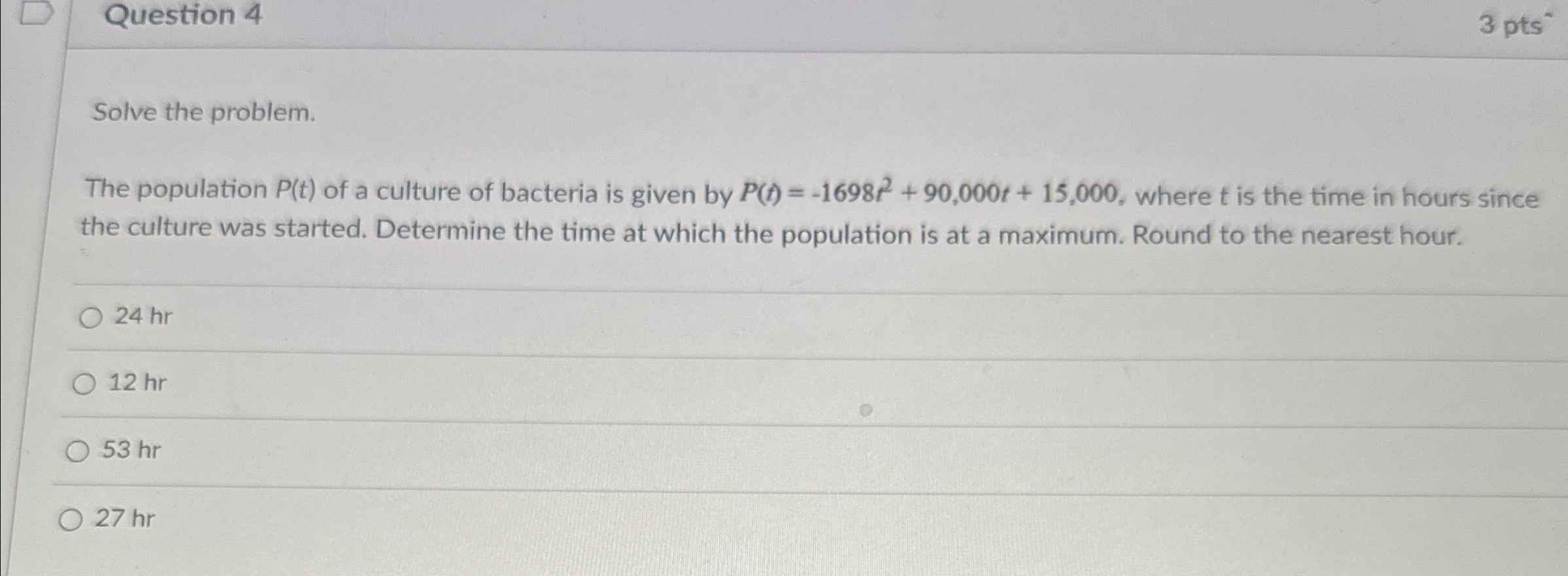 Solved The population P(t) ﻿of a culture of bacteria is | Chegg.com