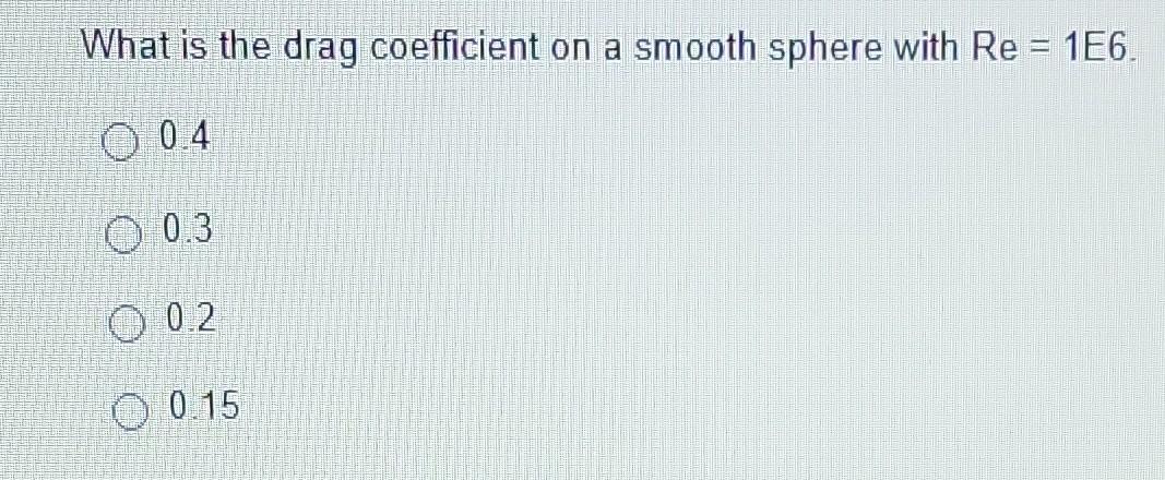 Solved What is the drag coefficient on a smooth sphere with | Chegg.com
