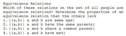 Solved Equivalence Relations Which Of These Relations On | Chegg.com