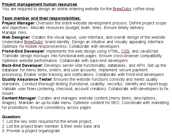 Solved Project management human resourcesYou are required to | Chegg.com