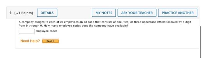 Solved A company assigns to each of its employees an ID code | Chegg.com