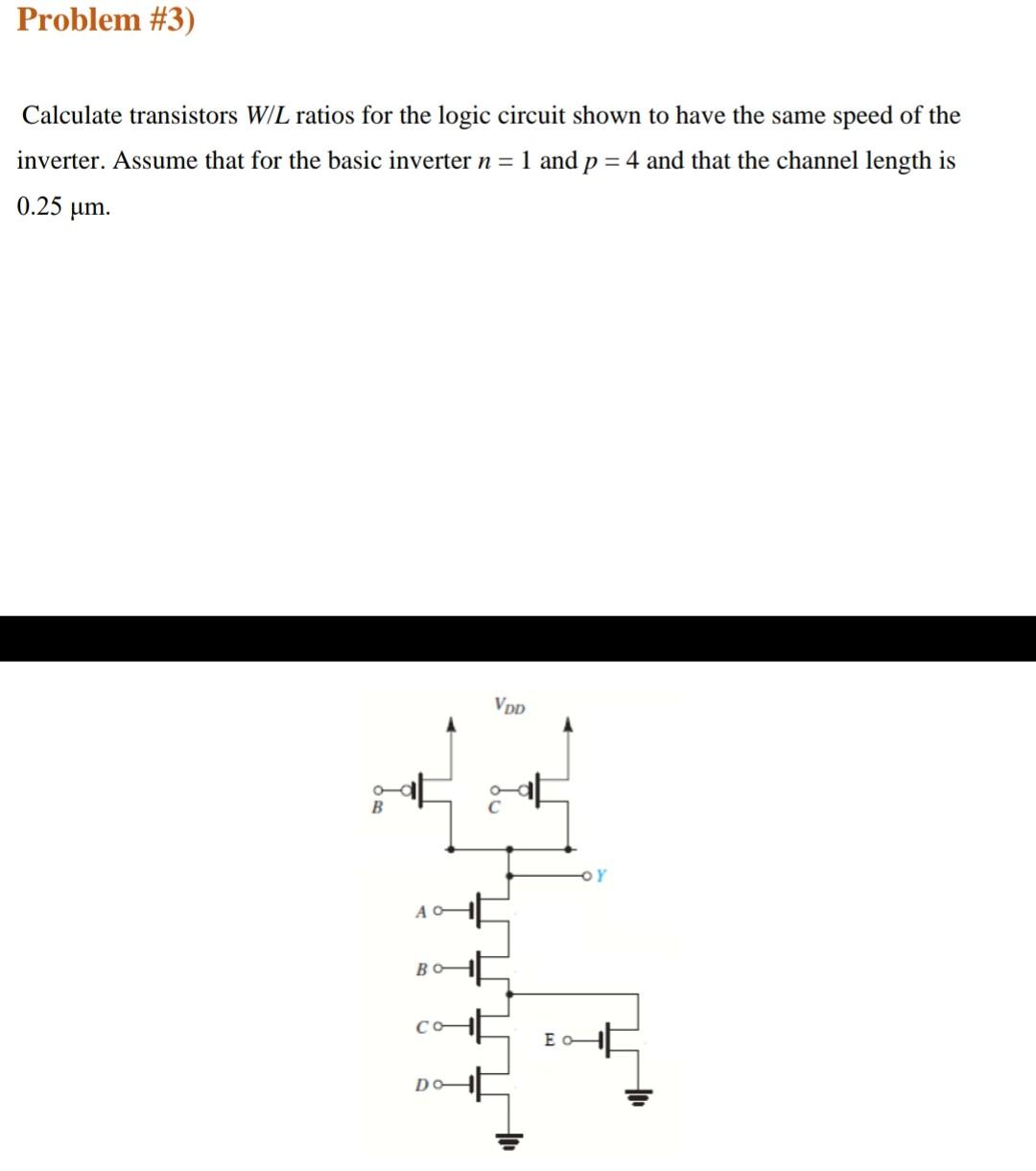 Solved Problem 3) Calculate transistors W/L ratios for the