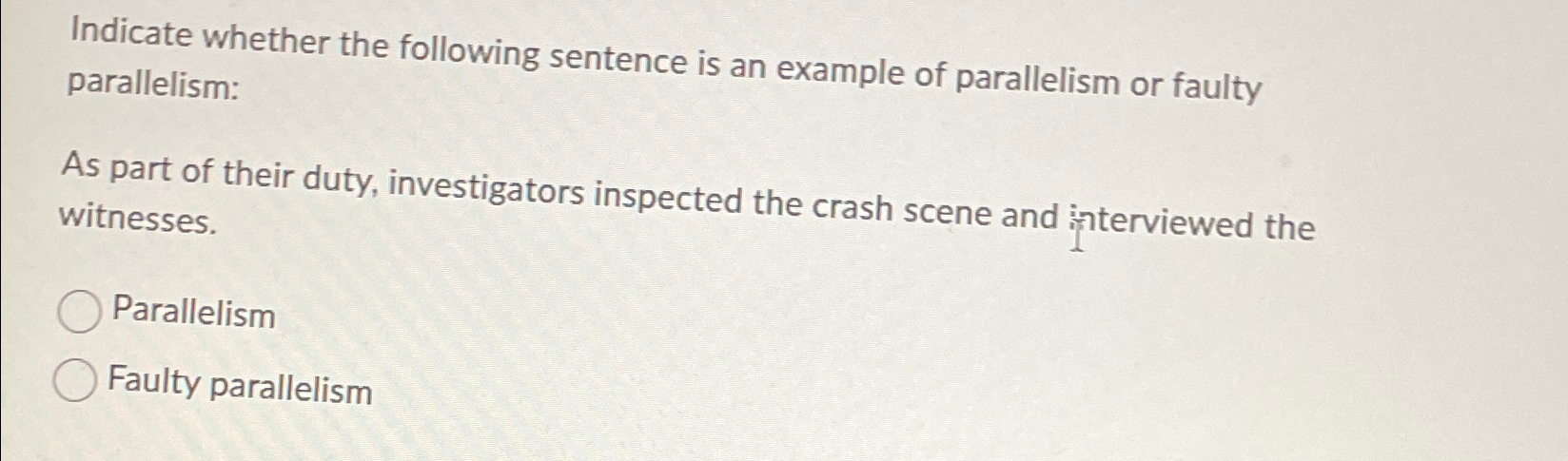 Solved Indicate whether the following sentence is an example | Chegg.com