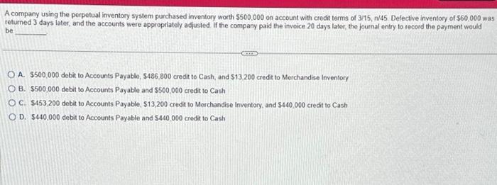 Solved A Company Using The Perpetual Inventory System | Chegg.com