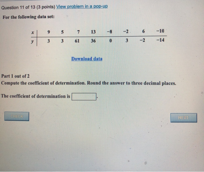 Solved Question 11 of 13 (3 points) View problem in a pop-up | Chegg.com