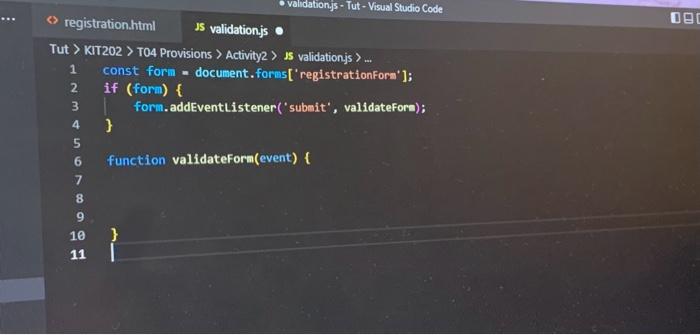 Solved Activity 2: Form validation This activity will build | Chegg.com