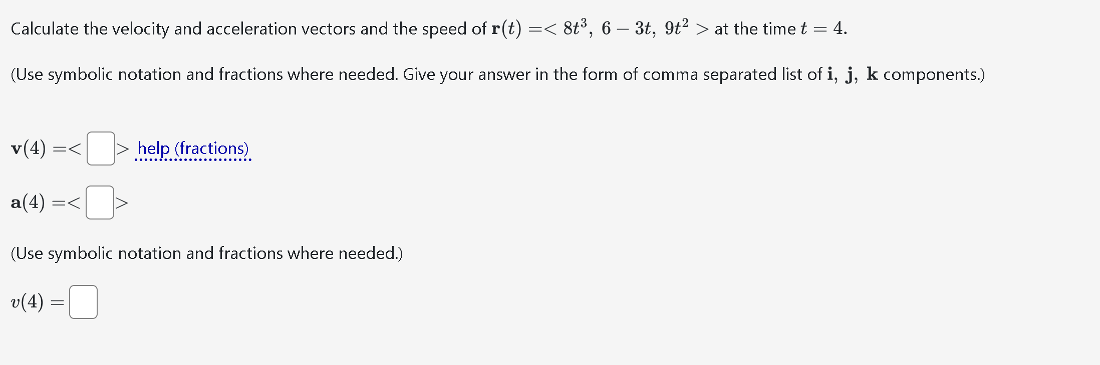 Solved Calculate the velocity and acceleration vectors and | Chegg.com