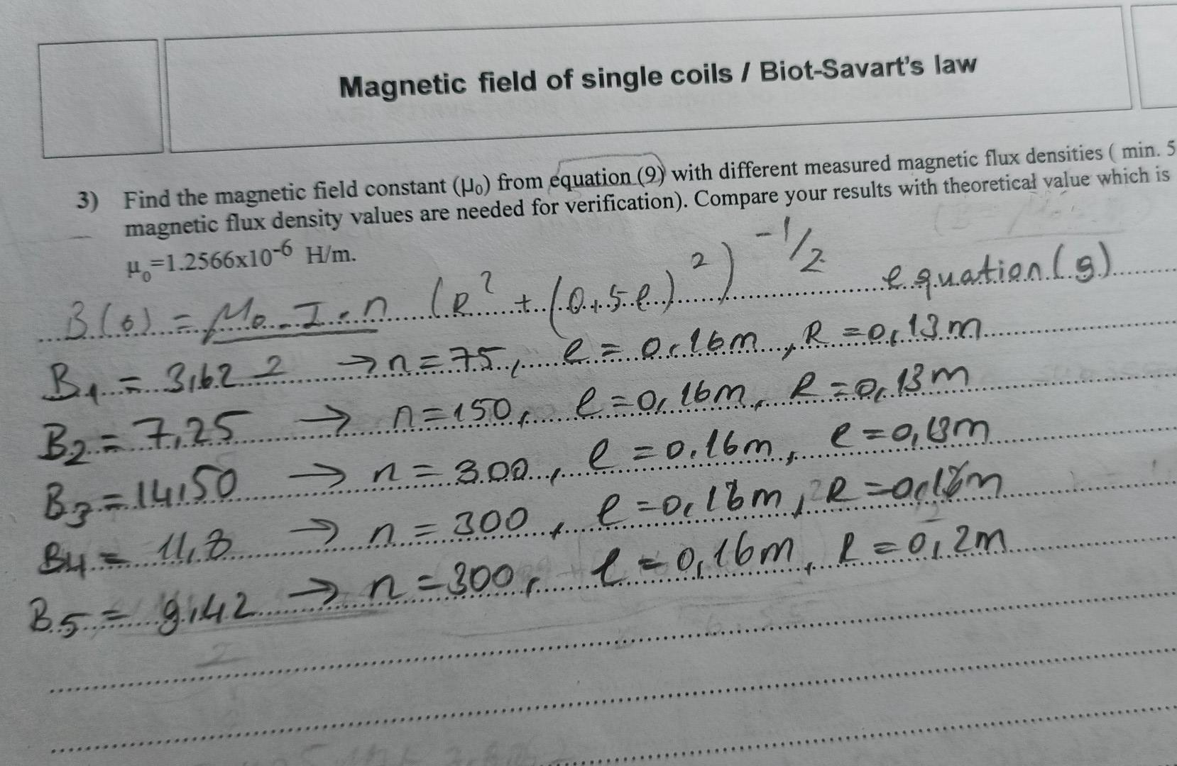 Solved field of single coils / BiotSavart's law 3)