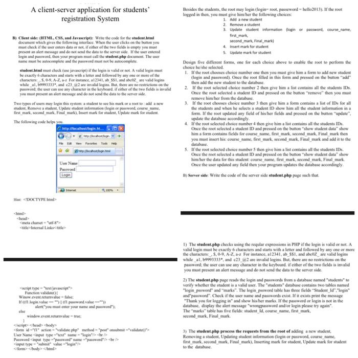 Solved A client-server application for students’ | Chegg.com