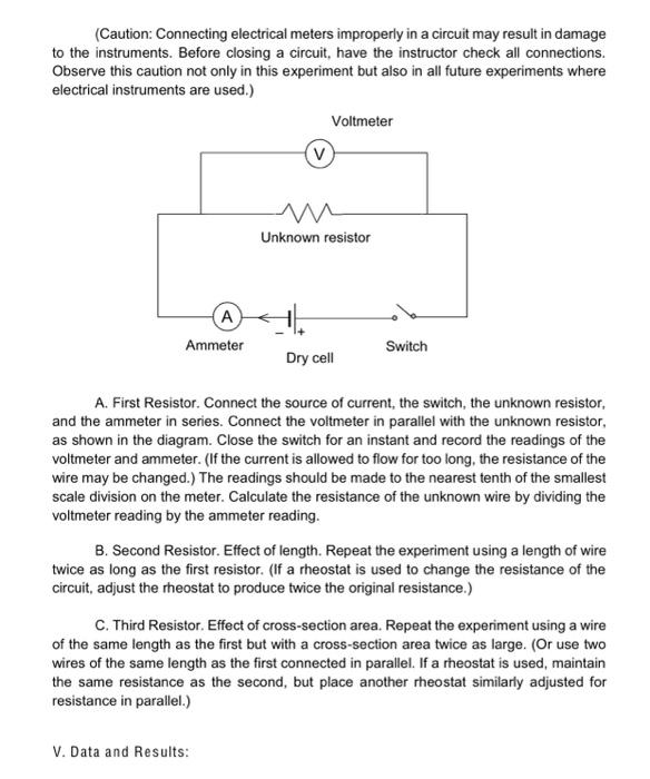 Solved Experiment No. 05 OHM'S LAW AND THE VOLTMETERAMMETER