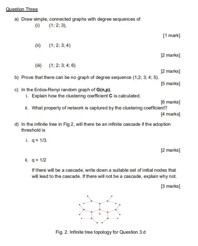 Solved Question Three A Draw Simple Connected Graphs Wi Chegg Com