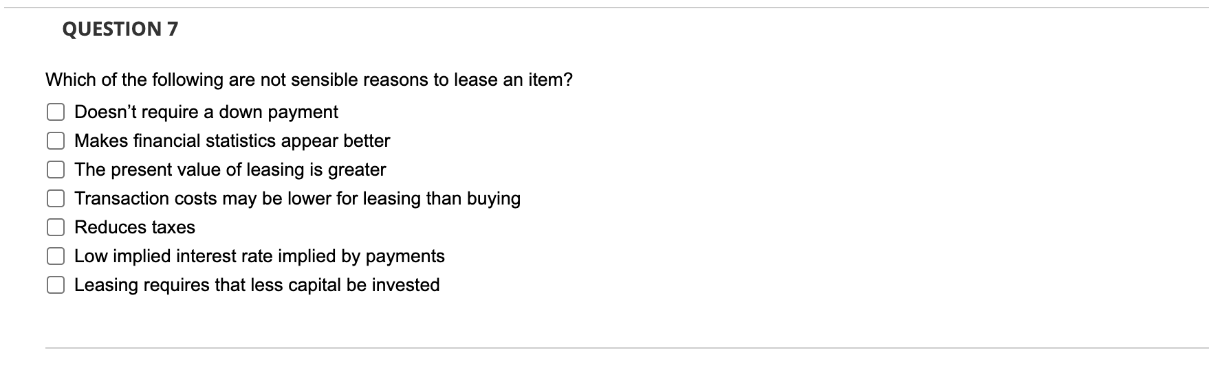 Solved QUESTION 7Which of the following are not sensible | Chegg.com