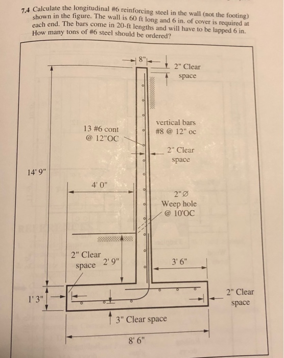 Solved Calculate the longitudinal #6 reinforcing steel in | Chegg.com