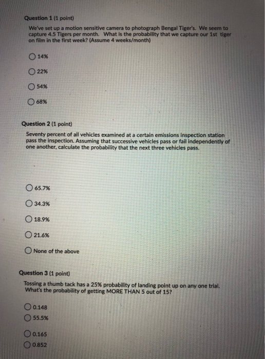 Solved Question 1 (1 point) We've set up a motion sensitive | Chegg.com