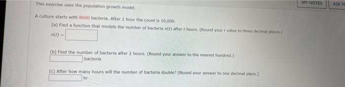 Solved mus exercise uses the population growth model. A | Chegg.com