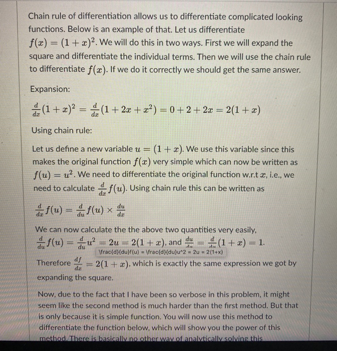 Solved Chain rule of differentiation allows us to | Chegg.com
