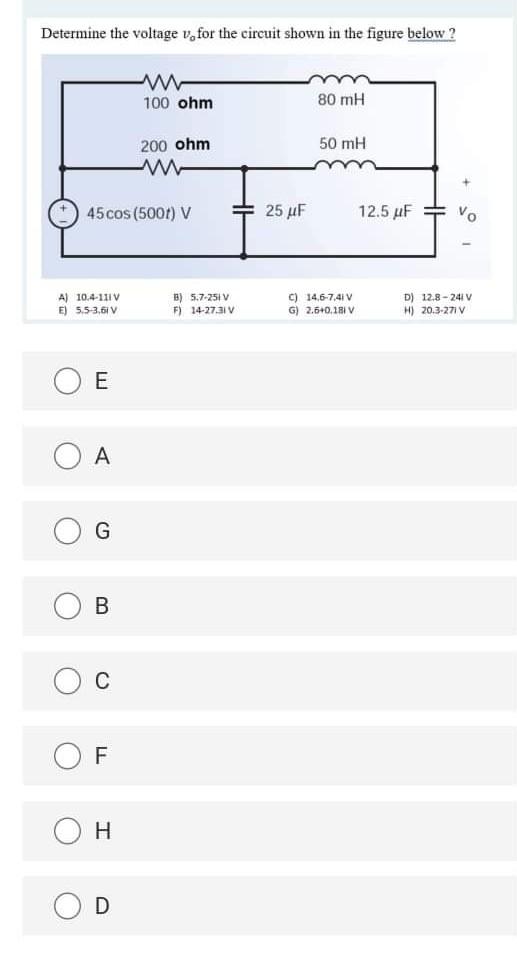 Solved Determine the voltage v,for the circuit shown in the | Chegg.com