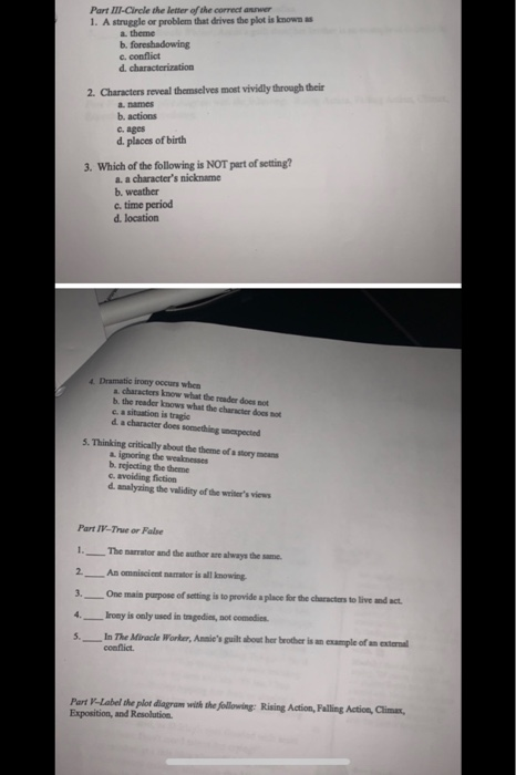 Solved Part II-Circle The Letter Of The Correct Answer 1. A | Chegg.com