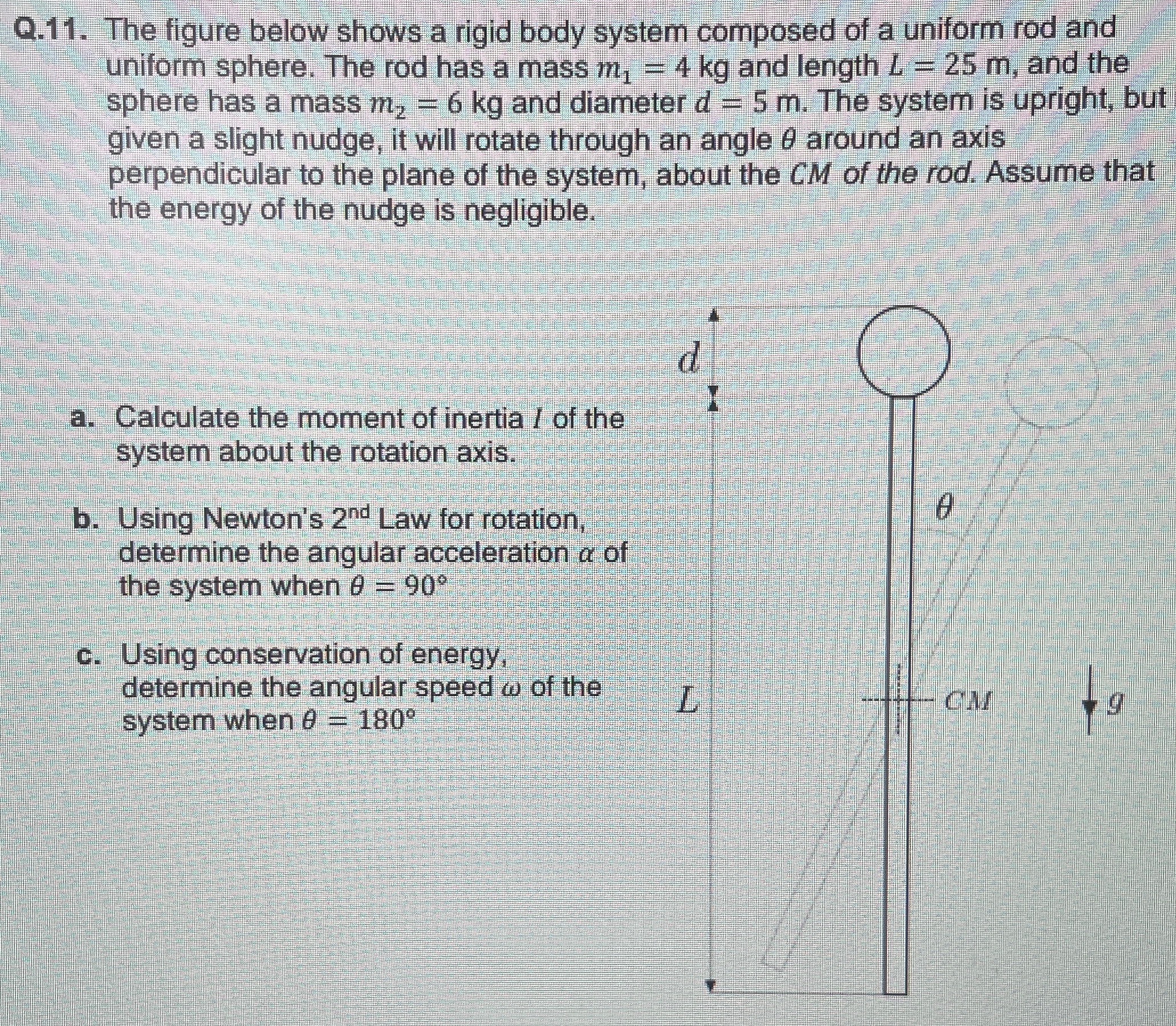 Solved Q.11. ﻿The figure below shows a rigid body system | Chegg.com