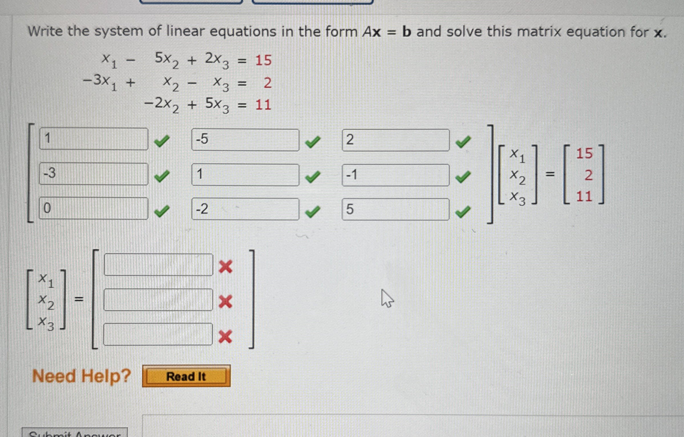 Solved Write the system of linear equations in the form Ax=b | Chegg.com