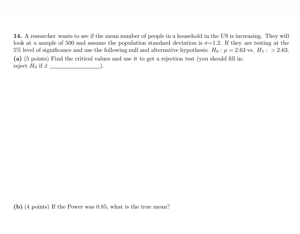 Solved A researcher wants to ﻿see if ﻿the mean number of | Chegg.com