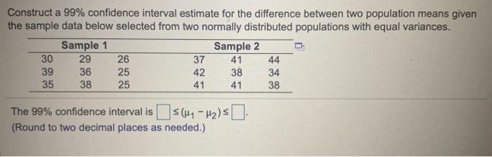 Solved Construct a 99% confidence interval estimate for the | Chegg.com