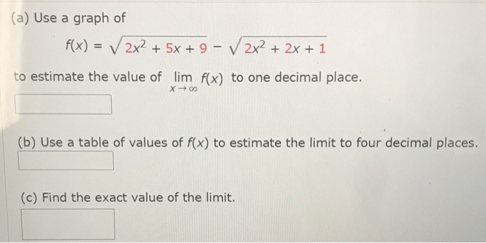 Solved A Use A Graph Of F X 2x2 5x 9 2x2 2x 1