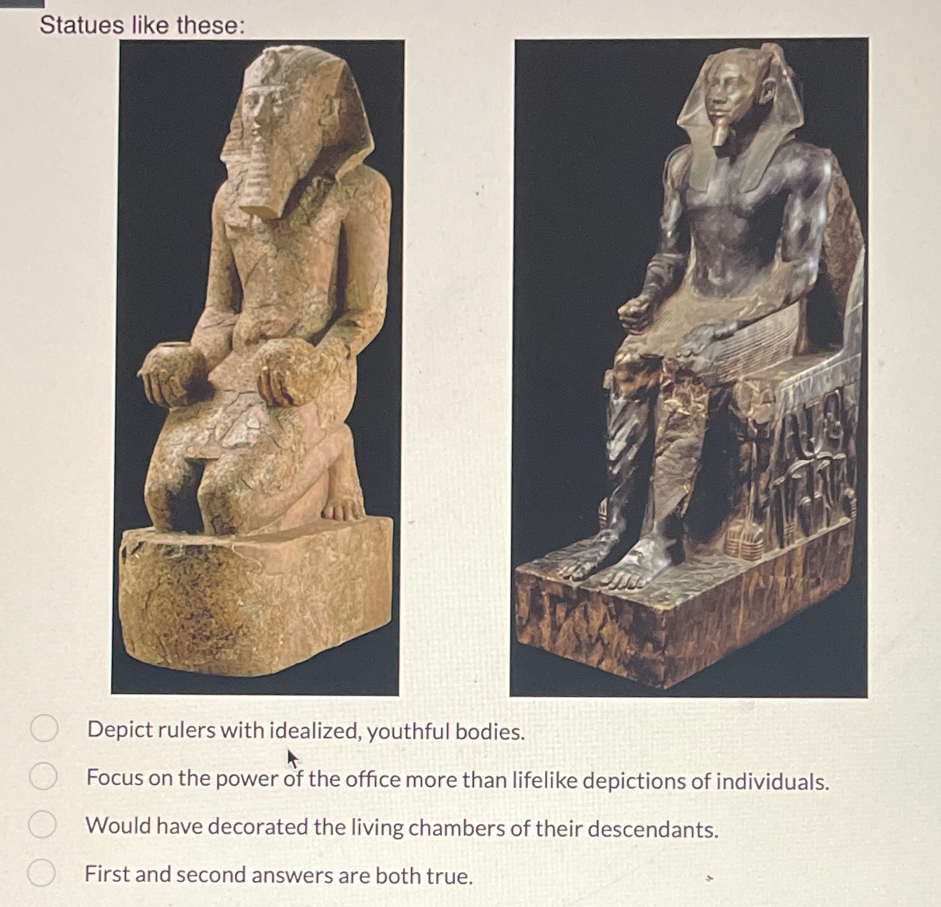 Solved Statues like these:Depict rulers with idealized, | Chegg.com