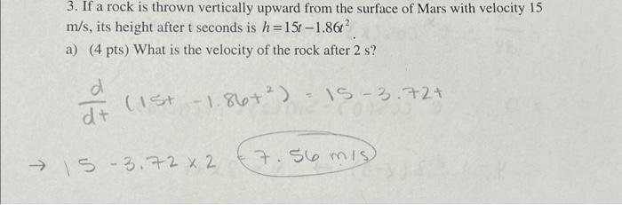 Solved 3. If a rock is thrown vertically upward from the | Chegg.com