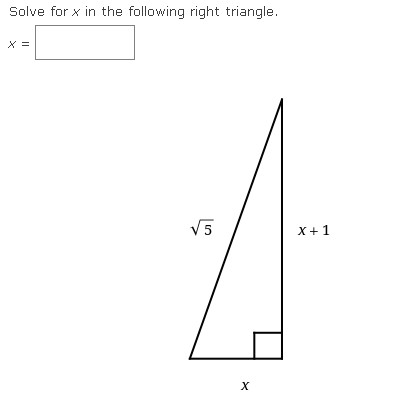Solved Solve for x ﻿in the following right triangle.x= | Chegg.com