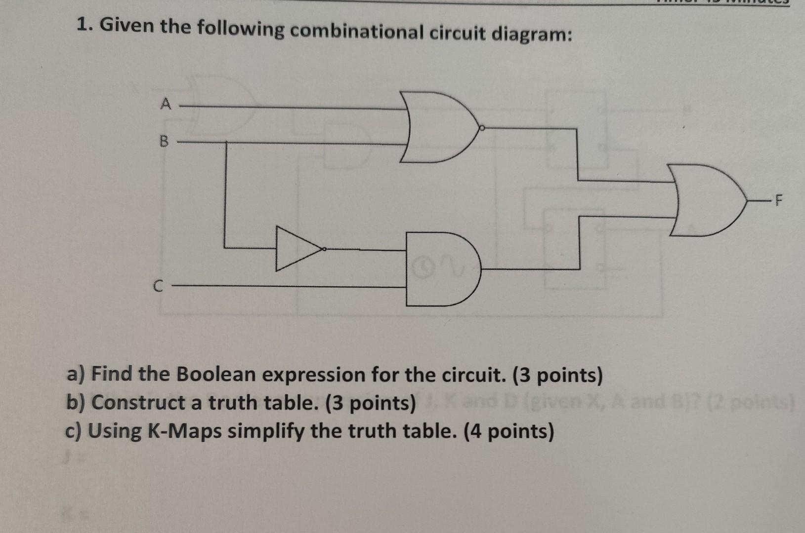 Solved 1. Given The Following Combinational Circuit Diagram: | Chegg.com