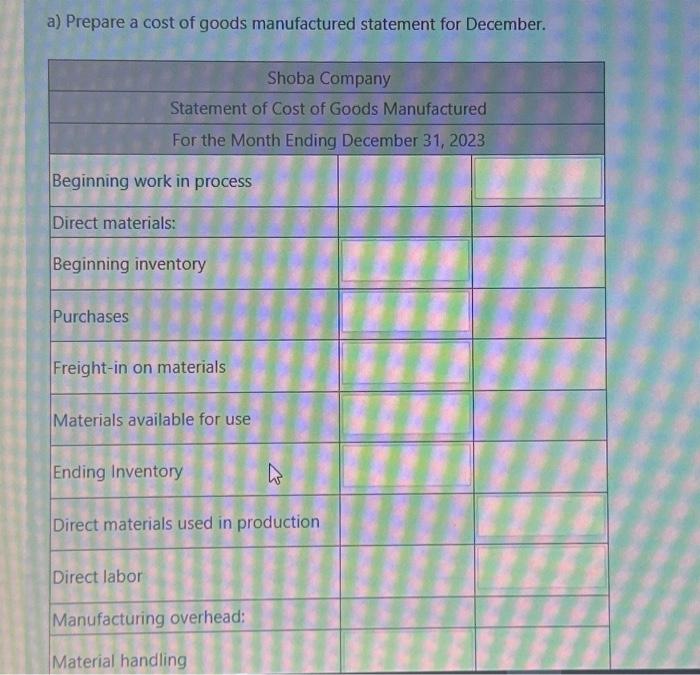 Solved \begin{tabular}{l} Materials available for use \\