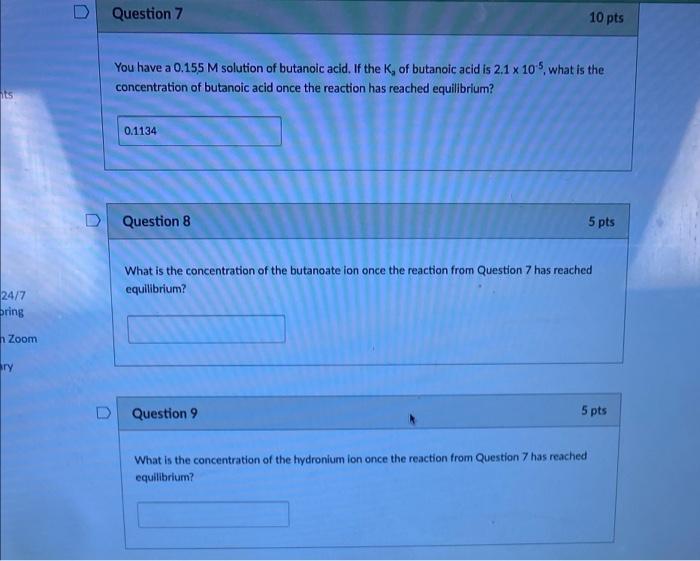 Solved n Question 7 10 pts You have a 0.155 M solution of | Chegg.com