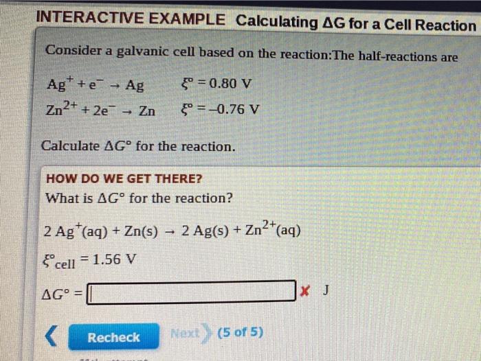 Solved INTERACTIVE EXAMPLE Calculating AG for a Cell | Chegg.com