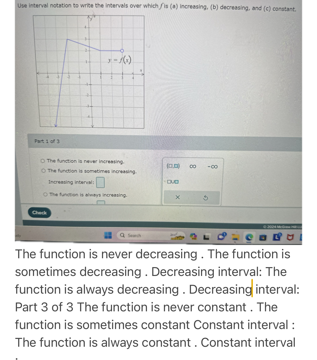 Solved Use interval notation to write the intervals over | Chegg.com
