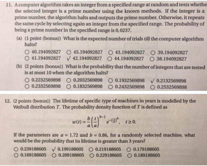 Solved 11. A computer algorithm takes an integer from a | Chegg.com