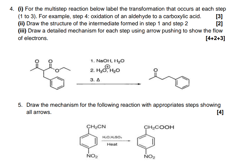 Solved 4. (i) For the multistep reaction below label the | Chegg.com