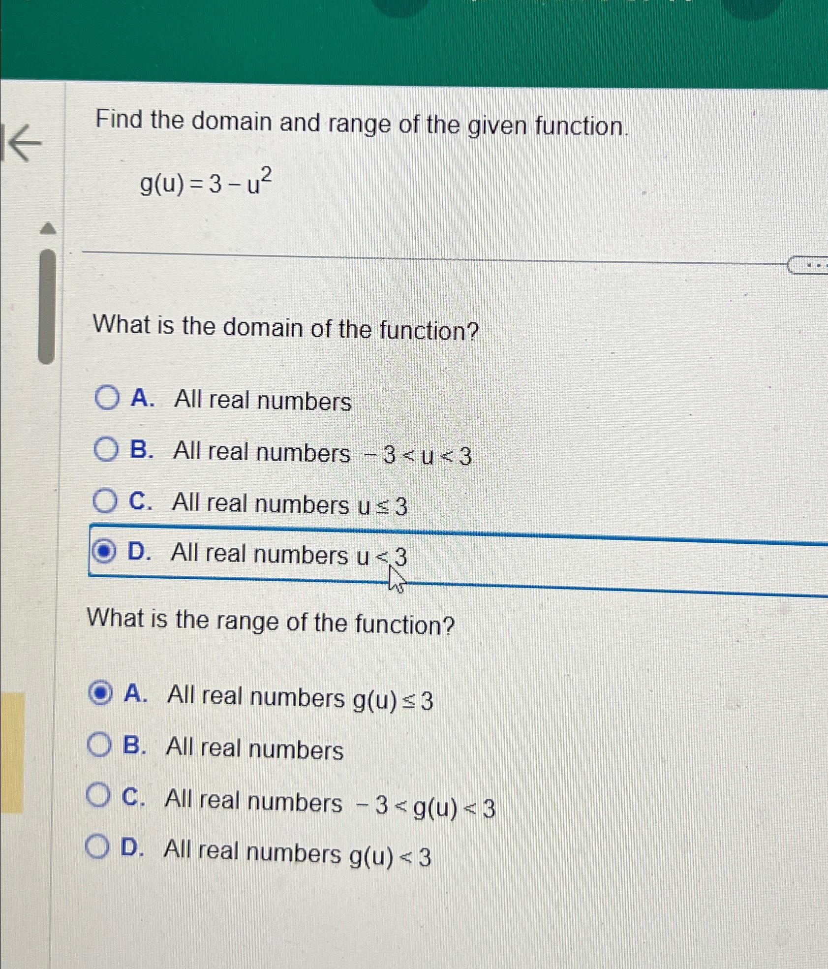 what parent function has a domain and range of all real numbers