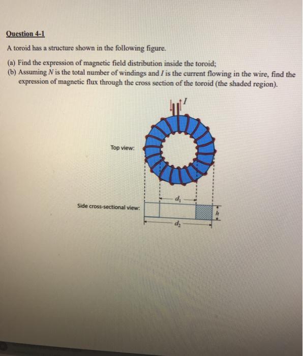 Solved Question 4-1 A toroid has a structure shown in the | Chegg.com