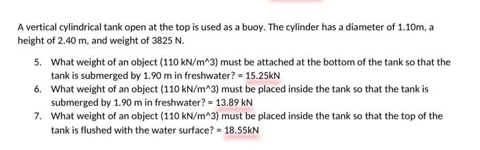 Solved A vertical cylindrical tank open at the top is used | Chegg.com