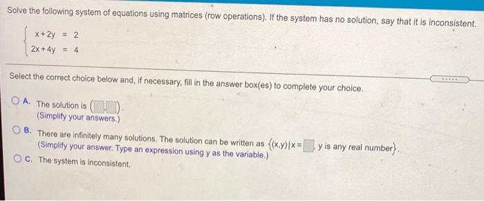 Solved Solve the following system of equations using | Chegg.com