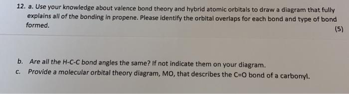 Solved 12. a. Use your knowledge about valence bond theory | Chegg.com